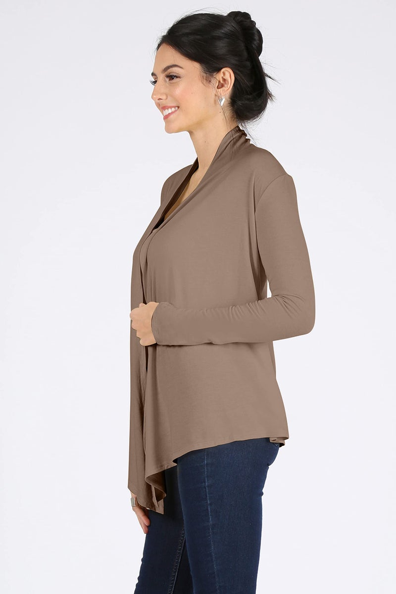 Simlu Womens Open Drape Reg and Plus Size Cardigan Sweater Long Sleeves - USA Light Khaki X-Large - Image 4